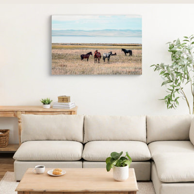 Horse Canvas Painting 36"X24", Quality With Advanced Printing And Hand - Printed Detail, Crystal Inlaid For Texture, One Inch Frame, Suitable Living Room Wall Art 36X24, Vibrant Colors From Long