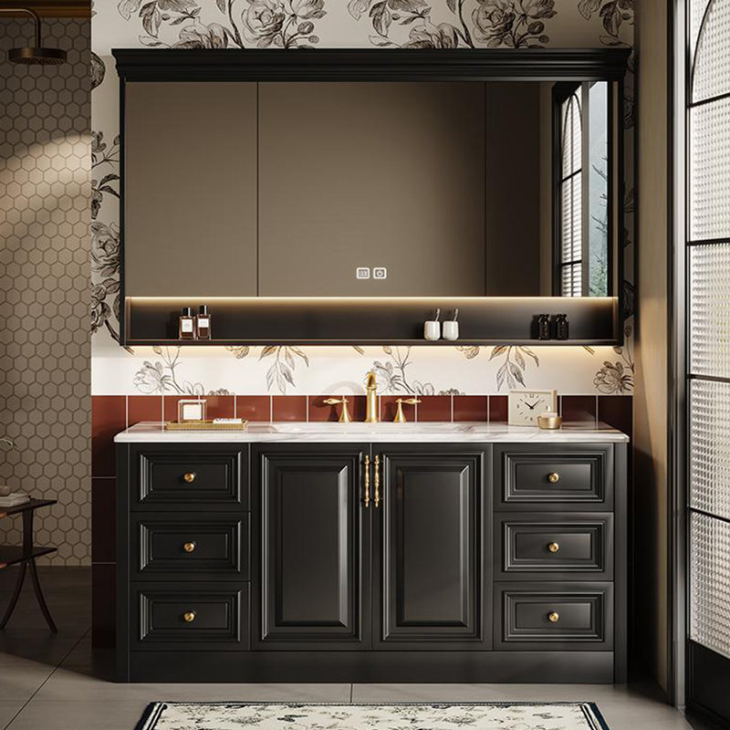 Armoire de salle de bain légère et luxueuse de style rétro, H 32,28 po x l 55,12 po x P 21,65 po