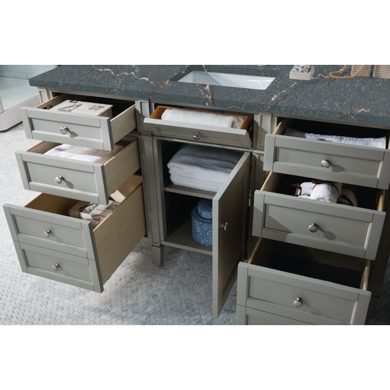 Meuble-lavabo simple 60 po Dussault, Gris urbain, Bleu Parisien, 8 po