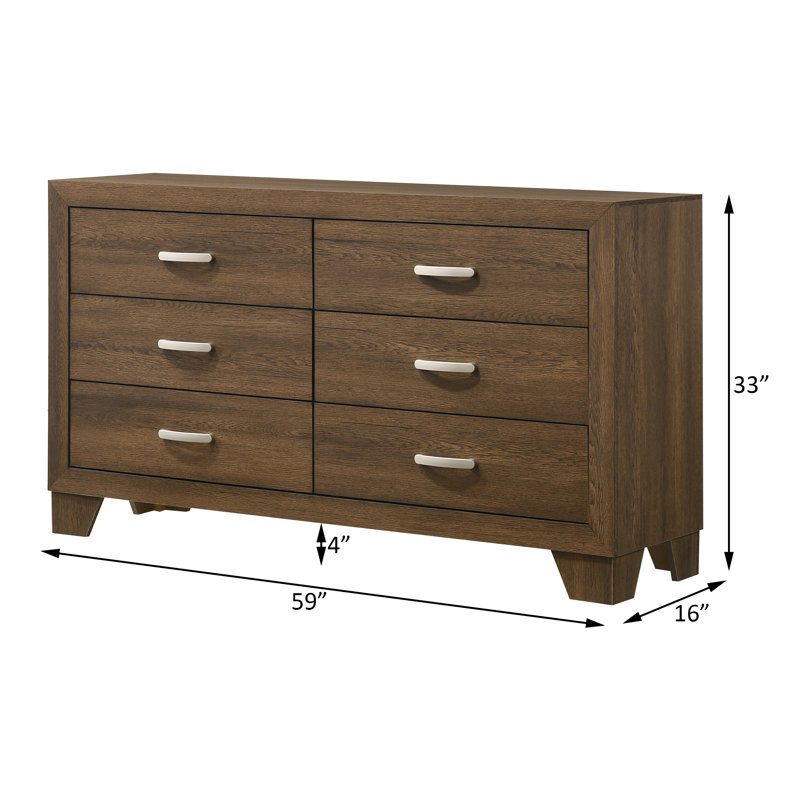 Solem 6-Drawer Rectangular Double Dresser, Oak