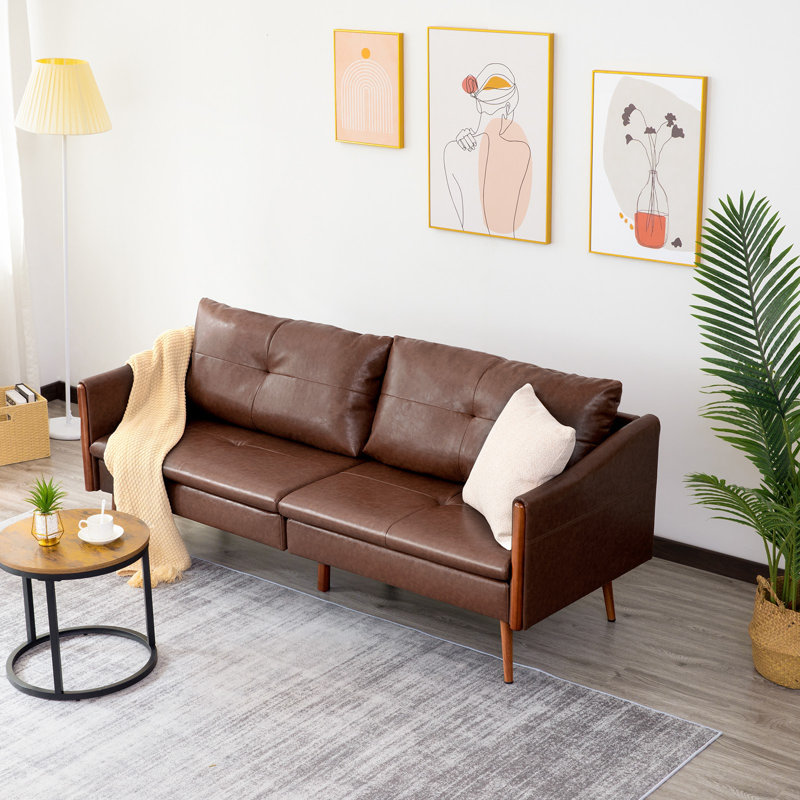 3 Seater Faux Leather Sofa, Brown