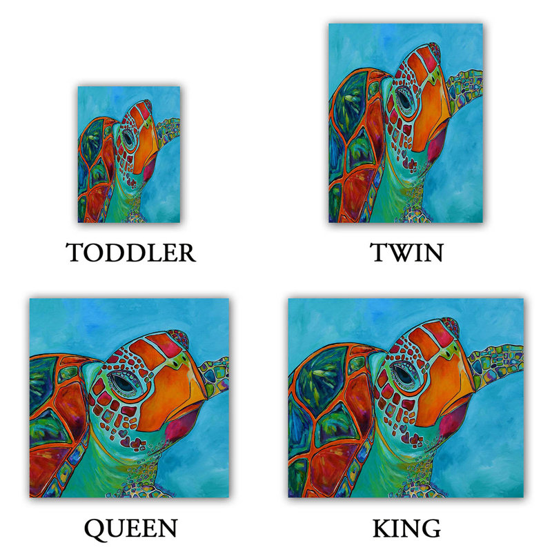 Ensemble de housse de couette Seaglass Sea Turtle, 1 housse de couette grand + 2 taies standards