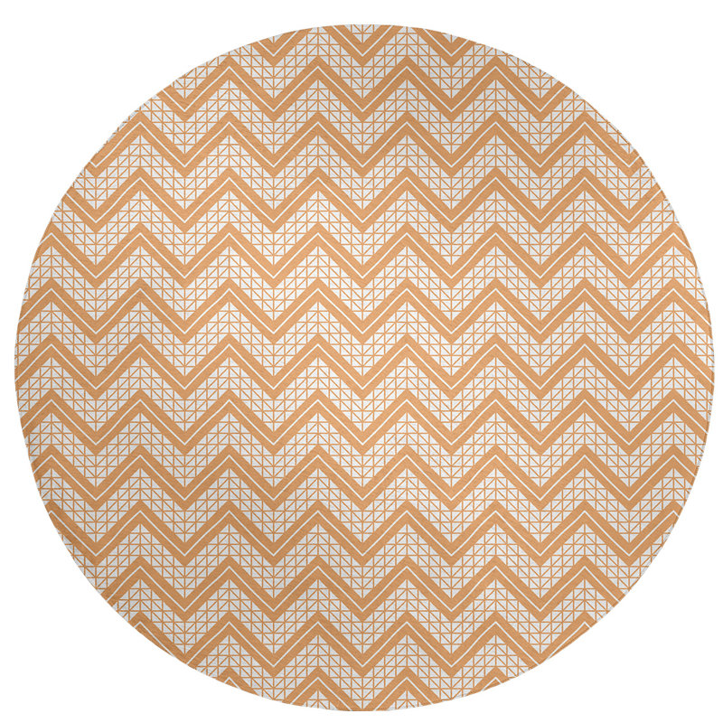 Tapis de zone jaune clair à chevrons à la main, Rond 5 pi