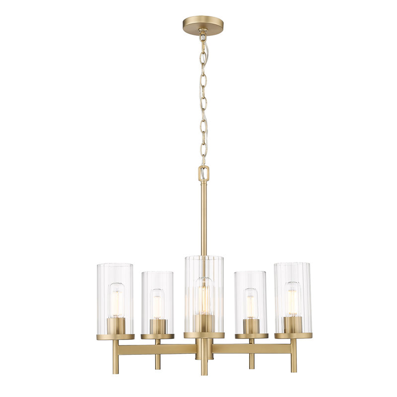 Bertelli 5-Light Dimmable Steel Cylinder Chandelier, Brushed Champagne Bronze