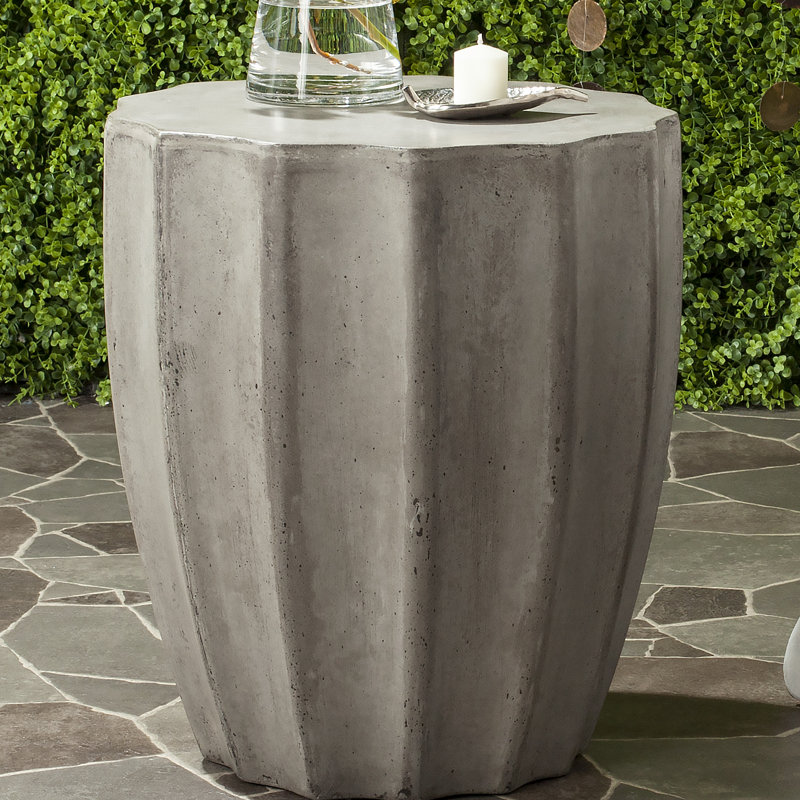 Outdoor Spiro Stone Side Table, Dark Grey