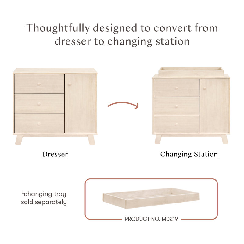 Hudson Modern 3-Drawer Dresser, Washed Natural