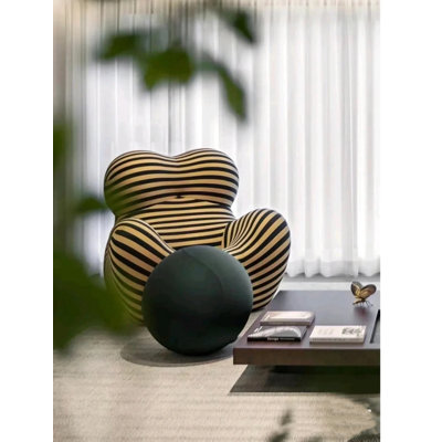 Aireal Upholstered Accent Chair with Ottoman