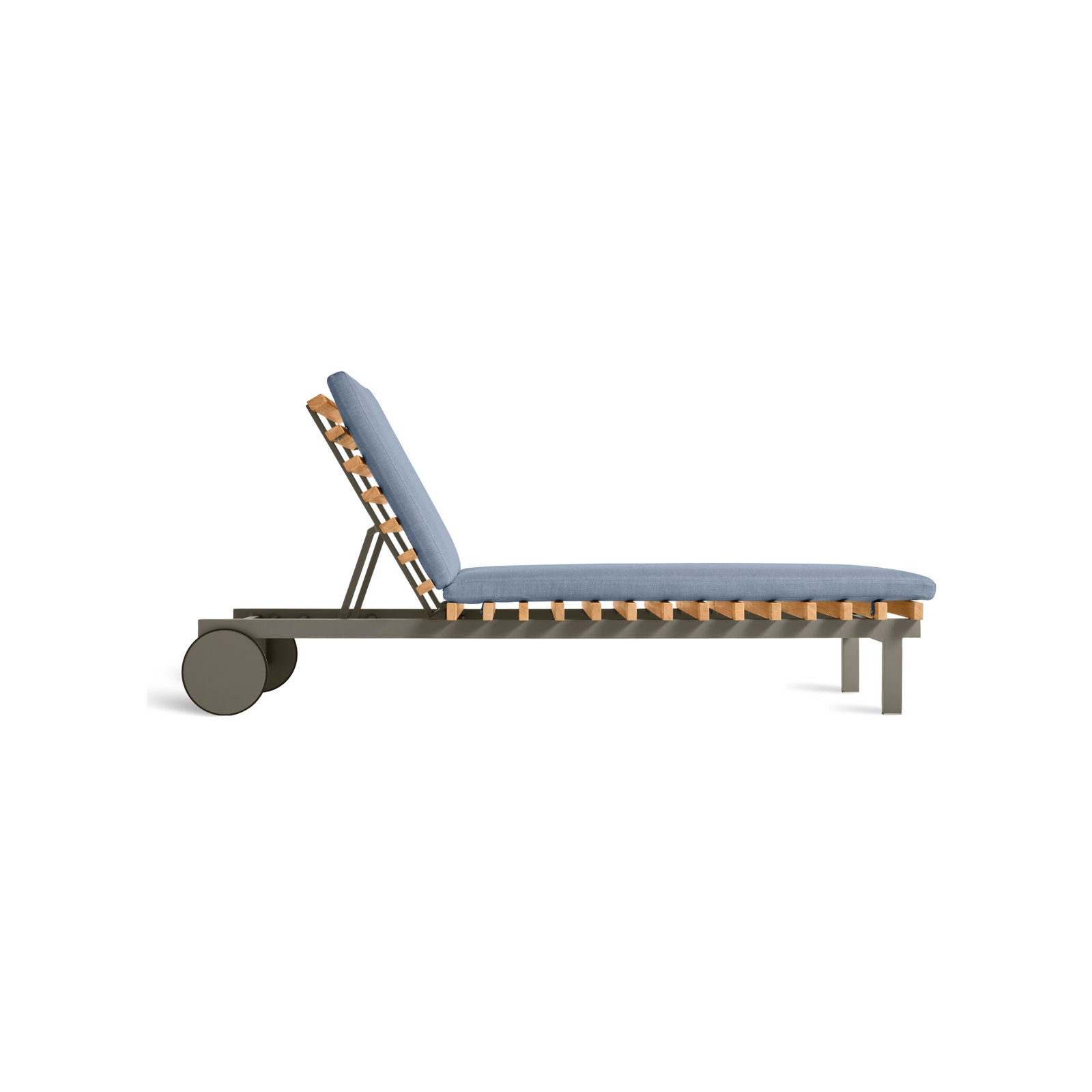 Perch 26'' Outdoor Powder Coated Aluminum Chaise Lounge, Sunbrella Haze, Charcoal