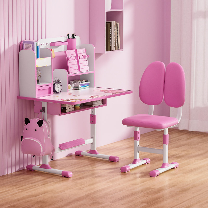 Ensemble de bureau et chaise pour enfants, Rose