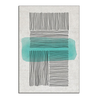 Stylish Woven Carpet , 100% Polyester, Non-Slip Felt Dot Underside | Raschel Knitting, 0.4 in Pile Height | Machine Washable, Digital Print Design | Perfect for Living Room, Bedroom & Office Decor