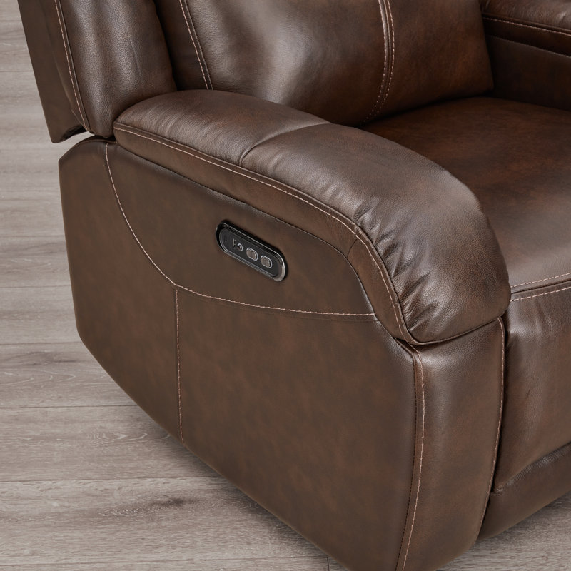 Fauteuil inclinable électrique Zachery, Cuir véritable brun