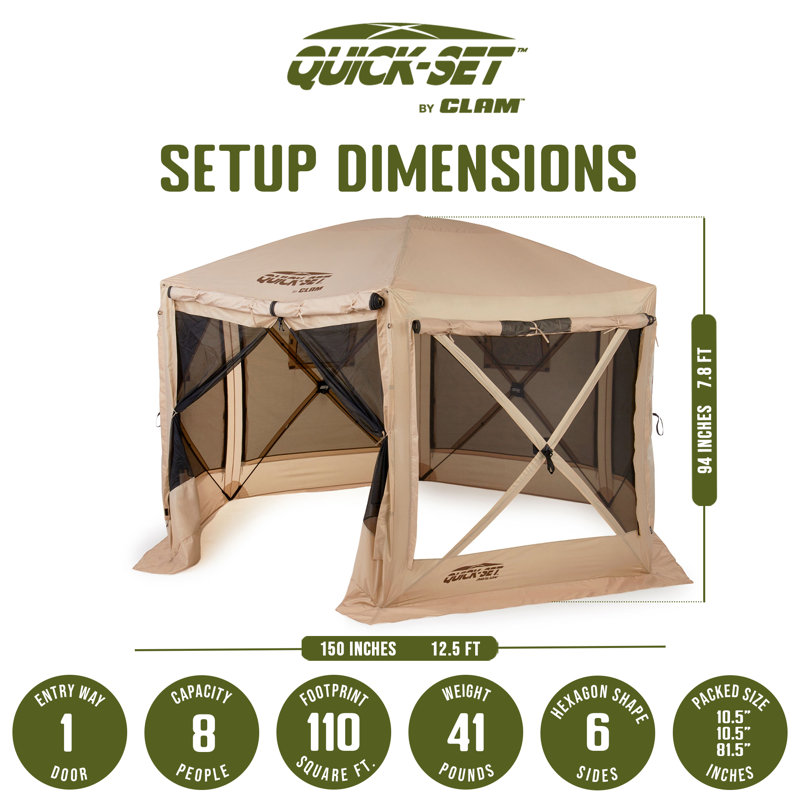 Tan Portable Pop-Up Outdoor Camping Gazebo Canopy Shelter