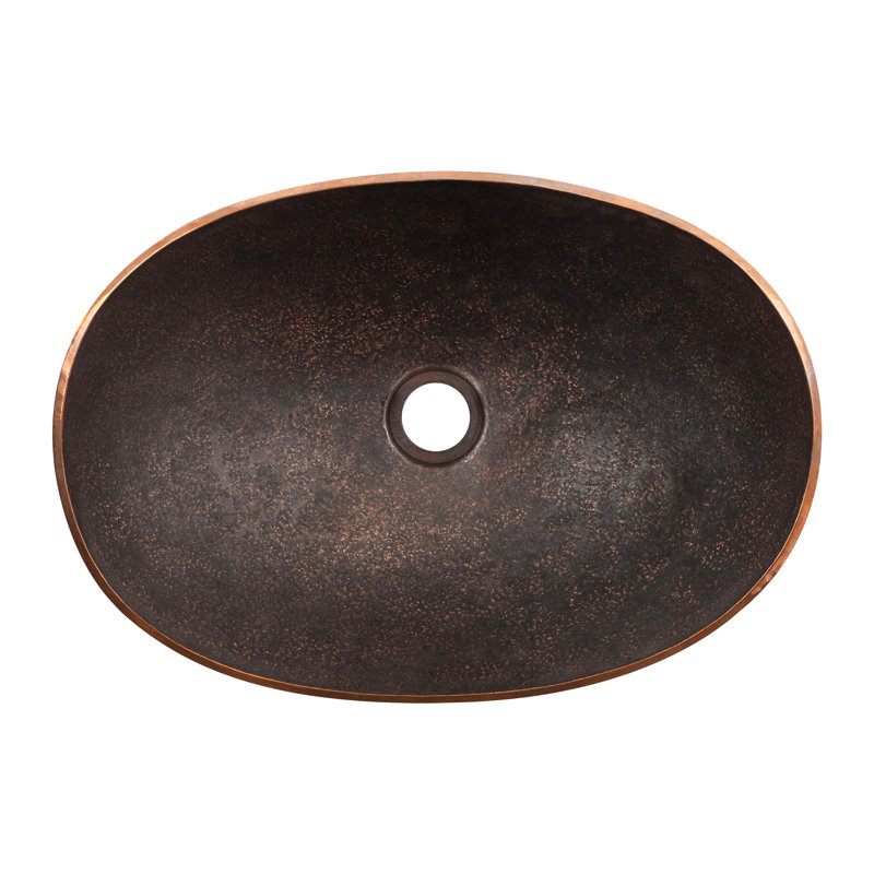 Premier Copper Products Terra Firma 12'' Copper Oval Bathroom Sink, Dark Brown