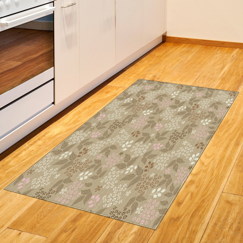 Tapis décoratif floral à haute densité en fibres de polyester, Rectangle 2 pi 7 po x 5 pi
