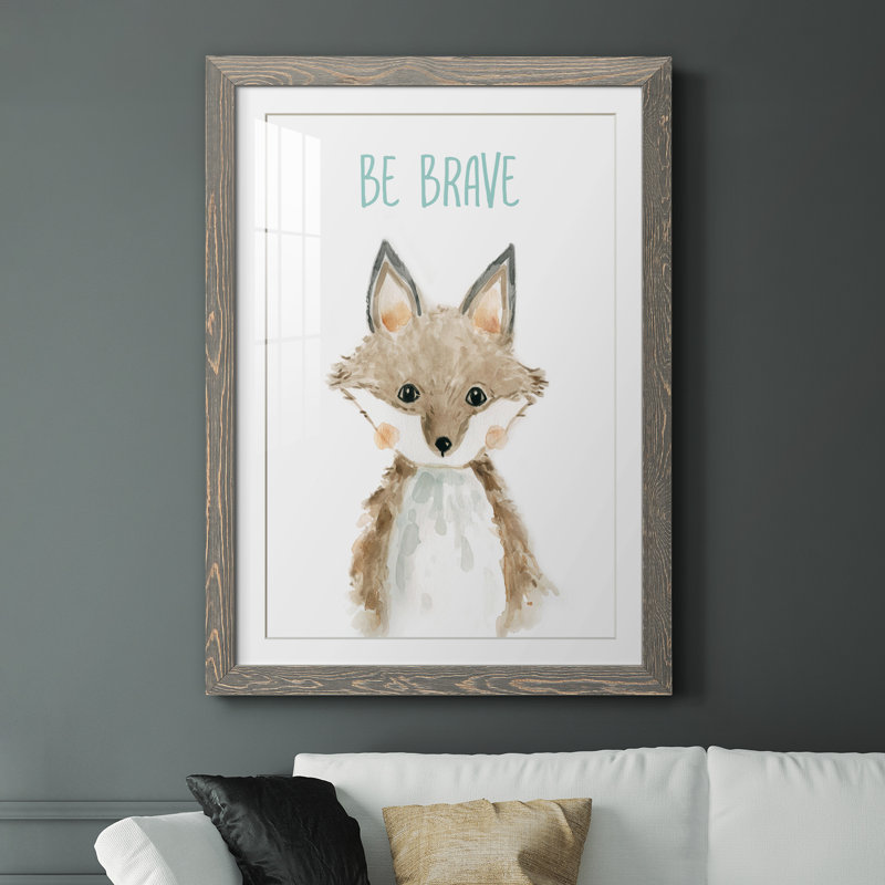 Be Be Brave Fox - impression encadrée, H 37,5 po x l 27,5 po x P 1,5 po, Toile avec cadre gris