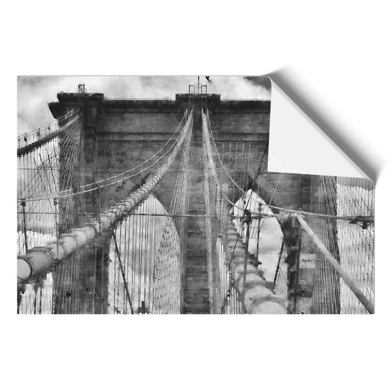 Brooklyn Bridge in New York Painting - Frameless Print, 21cm H x 30cm W x 0.1cm D