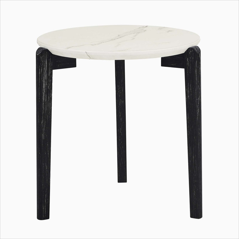 Round End Table, White