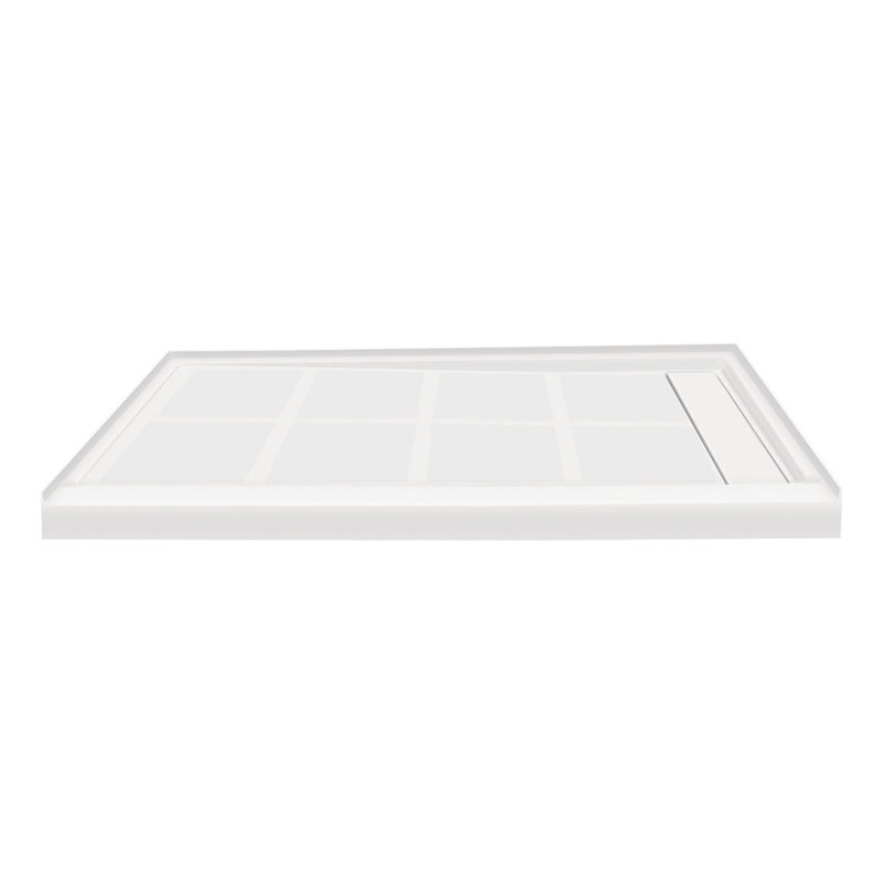 32'' W 48'' D Rectangular Single Shower Base, White, Right Hand