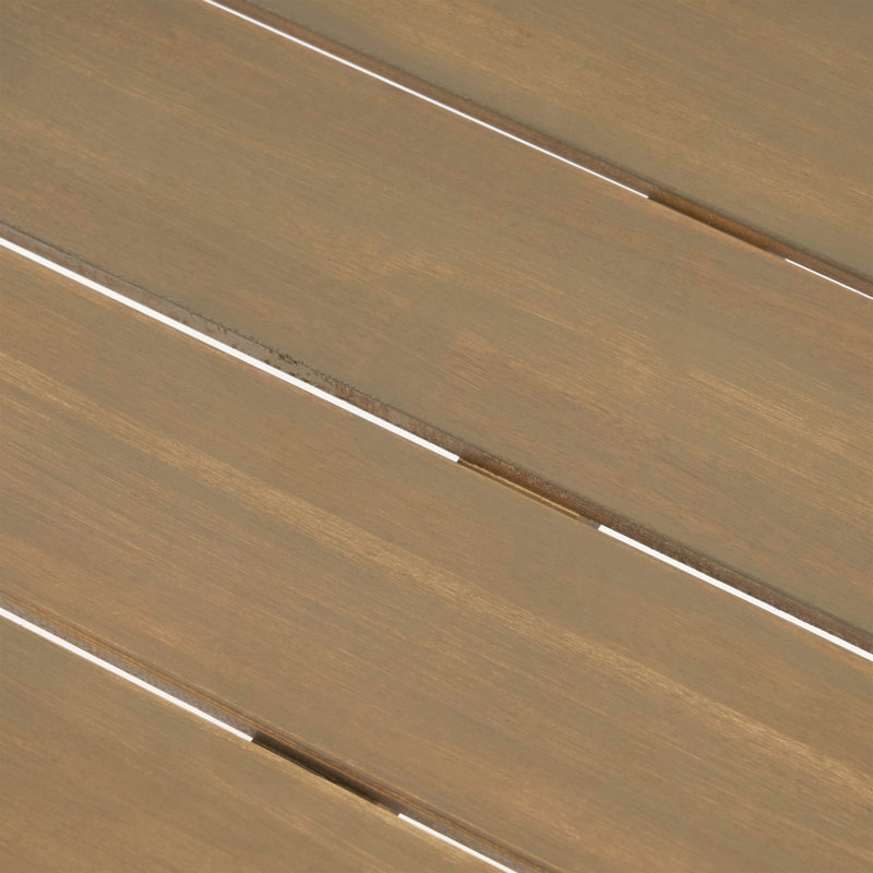 Table de salle à manger d'extérieur en bois d'acacia avec structure en métal, résistante aux intempéries et durable pour les rassemblements modernes