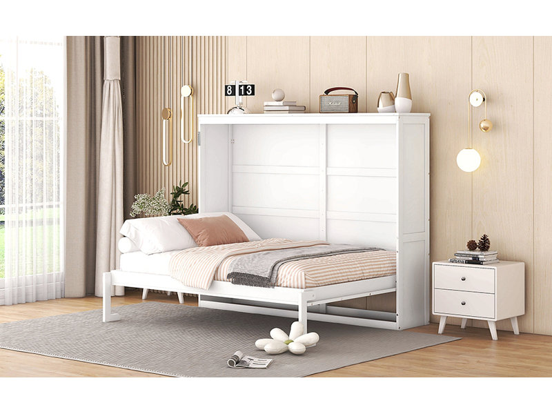 Lit escamotable mural Murphy pour chambre d'amis, Lit double, Blanc