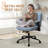 Criss Cross Office Chair With Wheels And Adjustable Flip Arms, Wide Cross Legged Desk Chair For Home Office, Bedroom, Apartment-2037657349