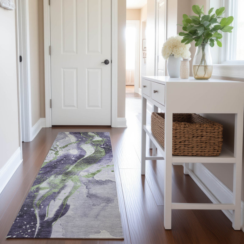 Premium Machine Washable Elize AMF1523 Abstract Rug, Runner 2'3" x 7'6"