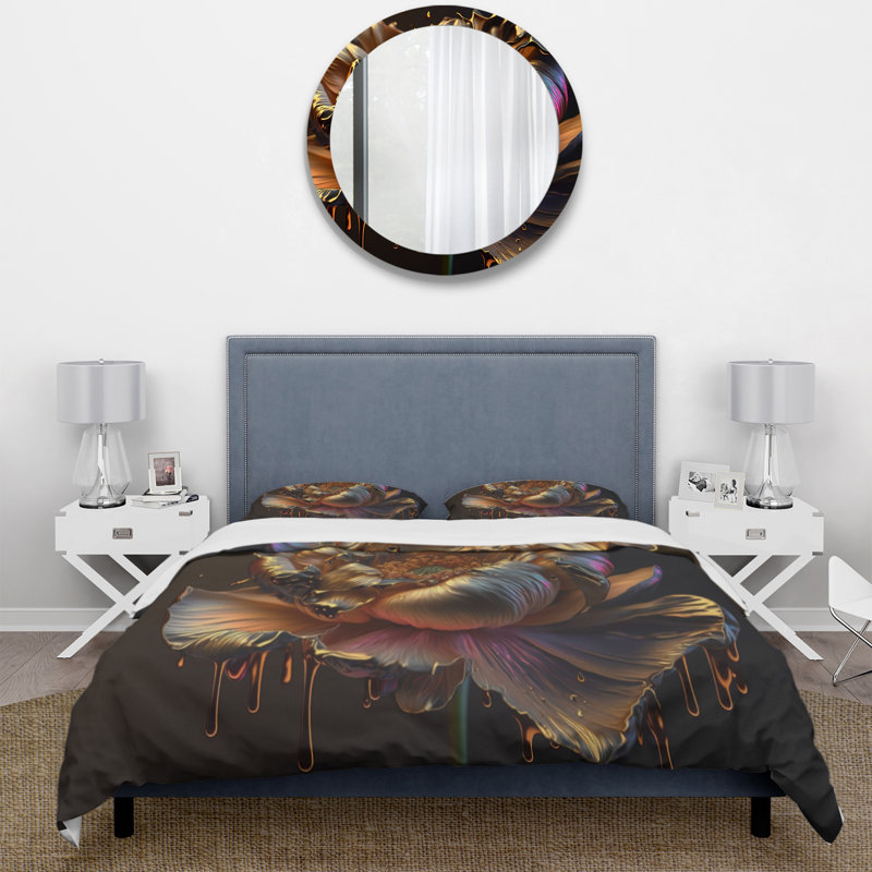 Ensemble de housse de couette Rainbow Peony, Housse de couette pour très grand lit et 2 très