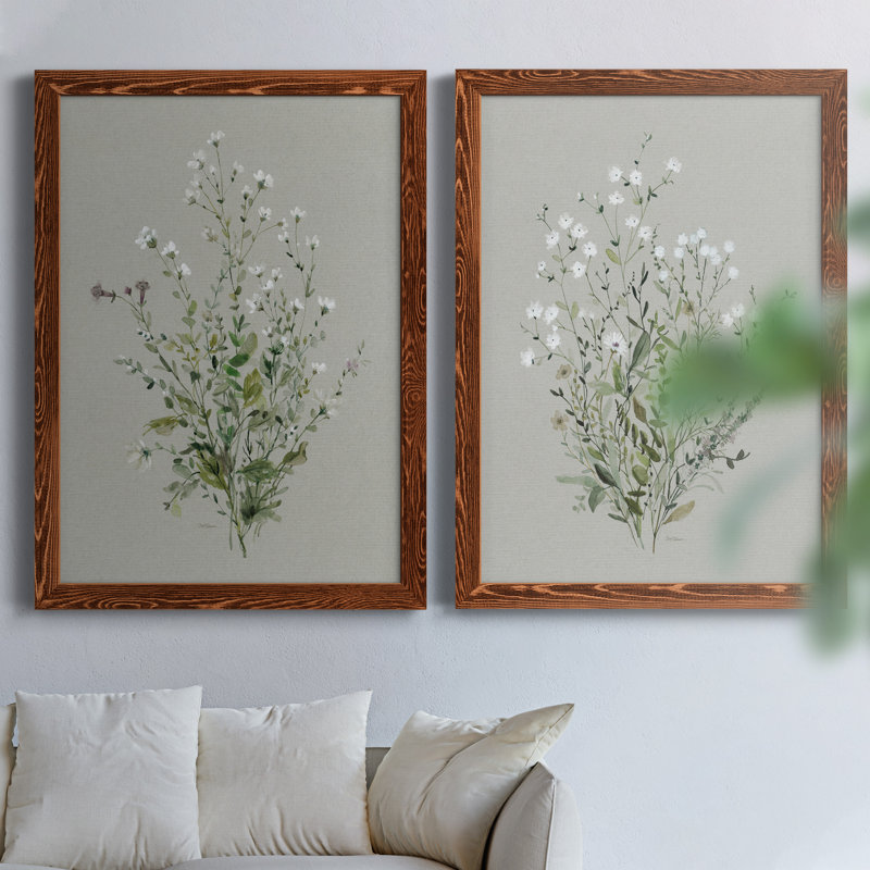 Bouquet de grâce I - ensemble de 2 peintures sur toile encadrées, Cadre en érable, H 44 po x l 31 po x P 1 po