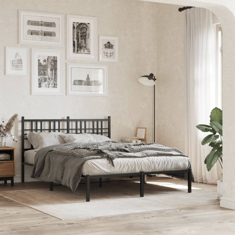 Obara Metal Bed, Small Double (4'), Black