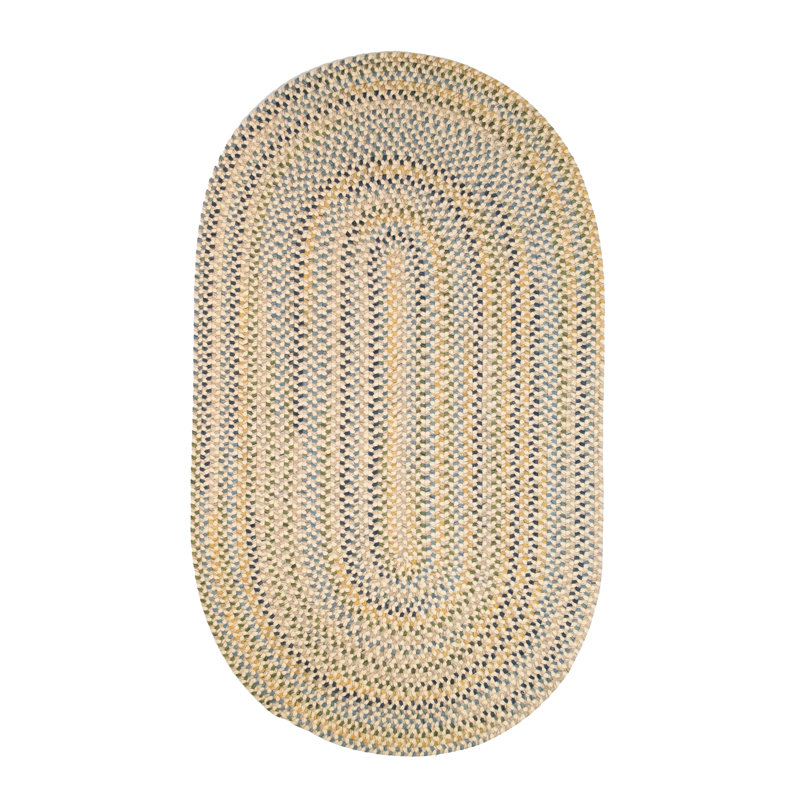 Tapis d'intérieur en laine tissé bleu / vert Amini Premier, Ovale 2 pi x 4 pi