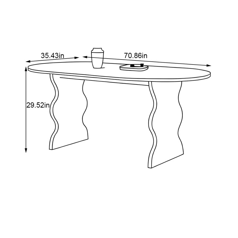 Table de salle à manger en bois massif crème, H 29,52 po x L 70,86 po x l 35,43 po