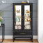 Vitrine lumineuse avec portes en verre, tablettes réglables et lumières DEL pour une présentation et un rangement élégants