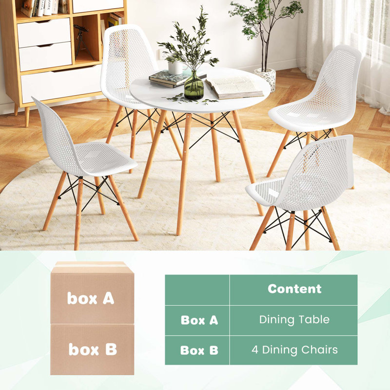 Kayshon 4 - Person Four Leg Dining Set, White