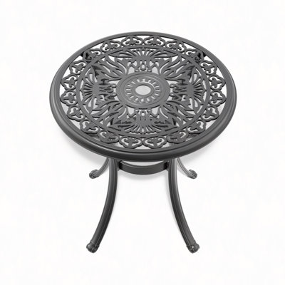 26.77" Cast Aluminum Patio Dining Table With Frame And Umbrella Hole