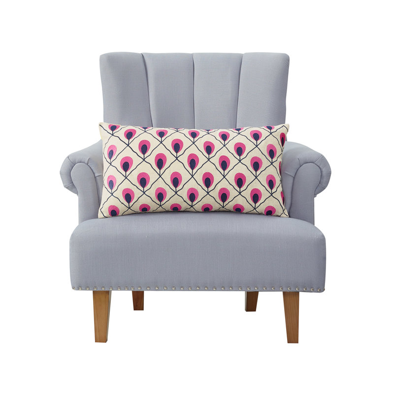 Coussin décoratif rembourré Roseville, Rose / bleu