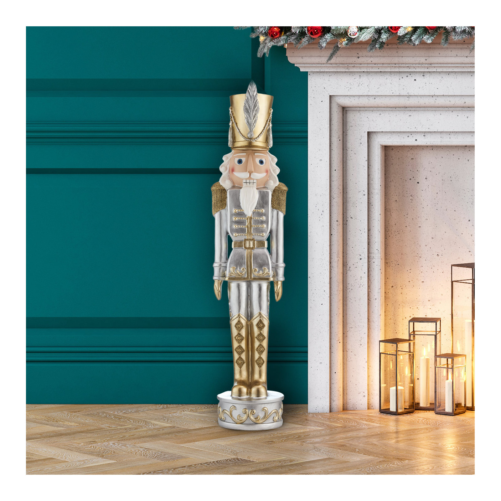 37.5" H x 9" W x 7.5" D, Silver/Gold