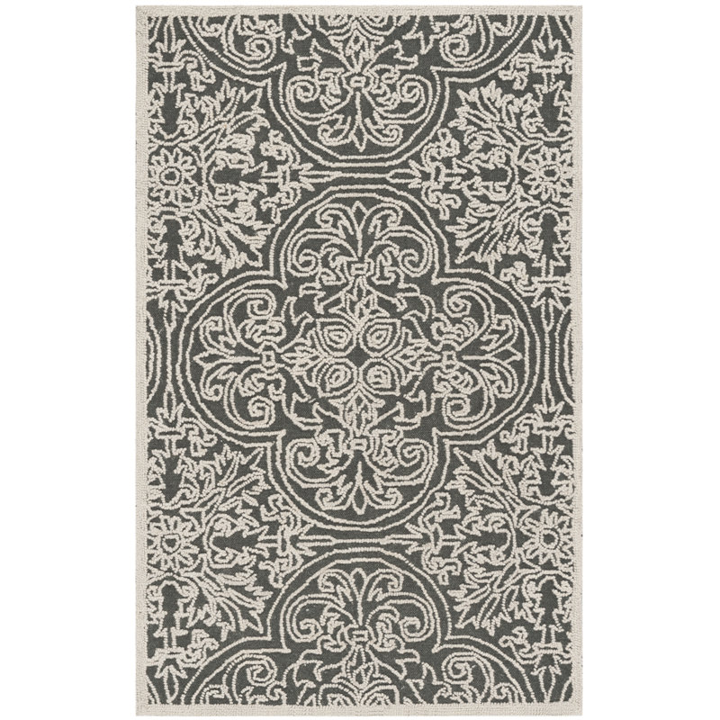 Marys Trace Hand Tufted Wool And Cotton With Latex Geometric Rug, Rectangle 3' x 5'