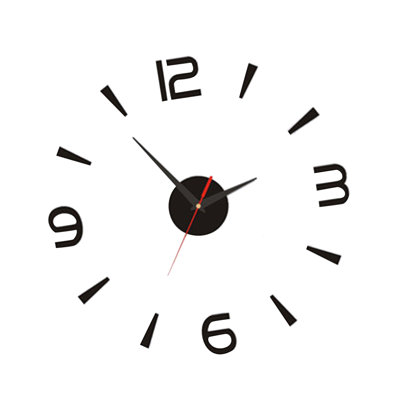 DIY Wall Clock 40cm Small Black Modern Simple European Style Silent Acrylic Frameless 3D