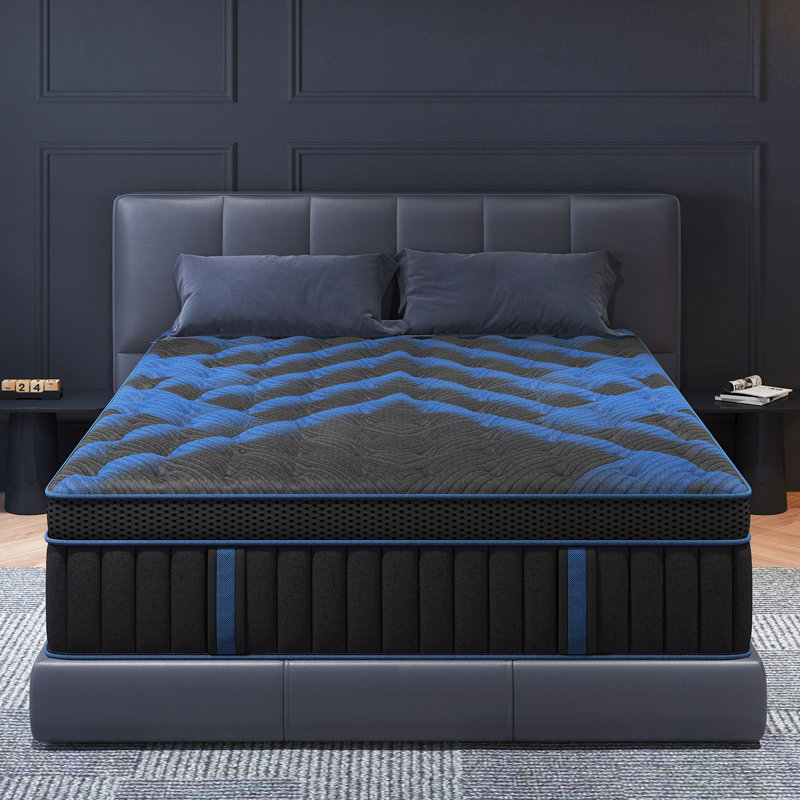 12'' Medium-Firm Hybrid Mattress With Cooling Gel Memory Foam And Pocket Springs, Bed-In-A-Box, King, 12"