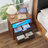 2 Drawers Wood Nightstand with LED Open Cubby Fluted End Table Charging Station -1965469189-1964678158