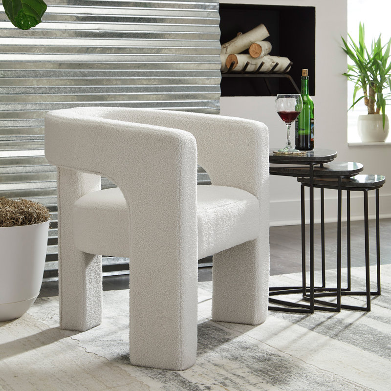 Celedon Accent Chair, Ivory Polyester
