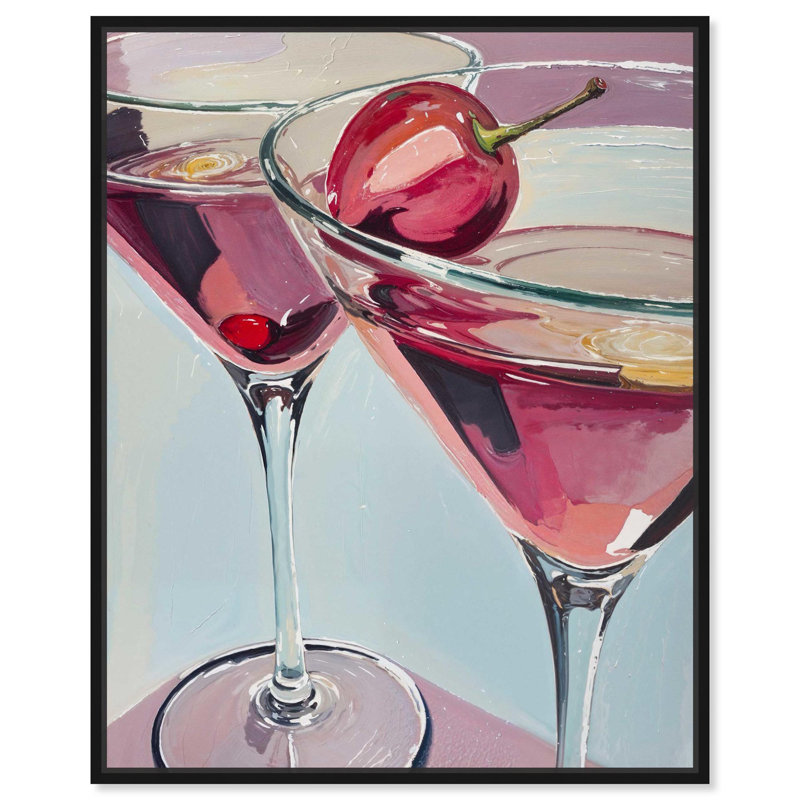 Toile cerise Cosmo par Art Remedy, Noir, H 21 po x l 17 po, Cadre flottant