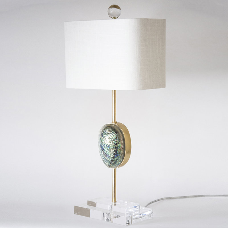 Sausilito 24" Tall Abalone Shell and Crystal Table Lamp, Cream
