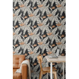 The Sojourn Floral Vinyl Peel & Stick Metallic Wallpaper Roll