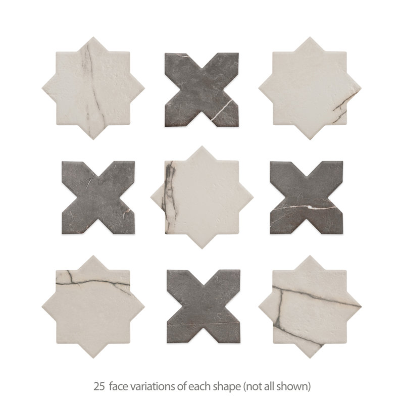 Istanbul Star with Cross 6 In. X 12 In. Porcelain Floor And Wall Tile Kit, White/Black