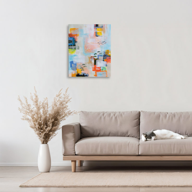 Toile abstraite avec vue, design par Katherine Irvin, H 20 po x l 16 po