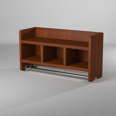 Afanasie 25" Wide Wooden Rectangular Wall Mounted Bathroom Shelf With Storage And Towel Bars