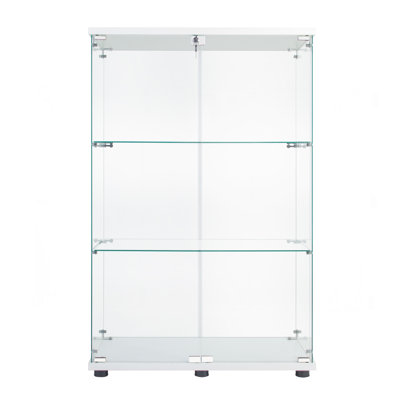 Two Door Glass Cabinet Glass Display Cabinet With 3 Shelves