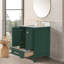 Meuble-lavabo moderne en bois massif avec lavabo, rangement de salle de bain vert