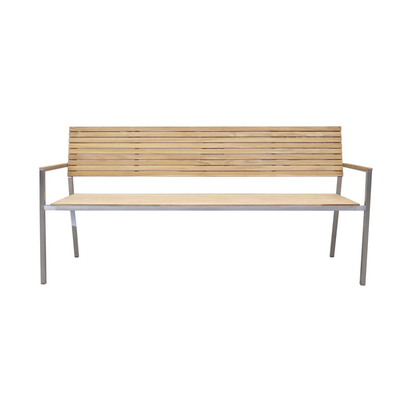 Quillian Stainless Steel Garden Bench, 86cm H x 180cm W x 55cm D